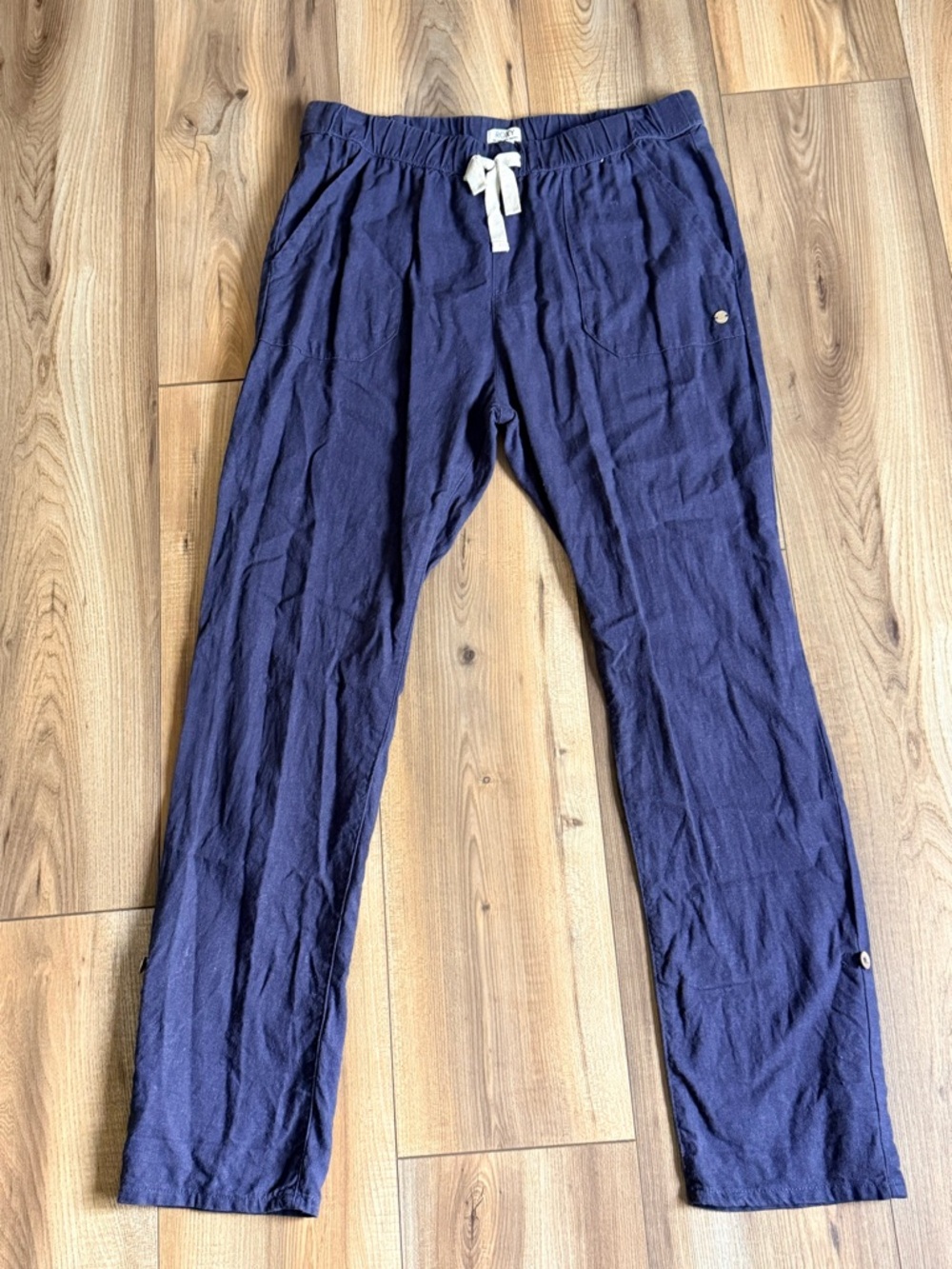 Roxy Navy Blue Straight Leg Pants with Drawstring